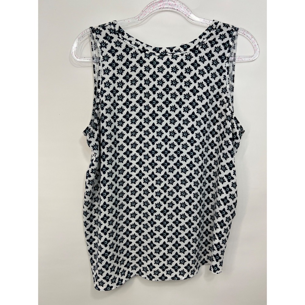 Ann Taylor LOFT Blouse Shirt Button Tank Black Scallop Sleeveless Womens Size M‎